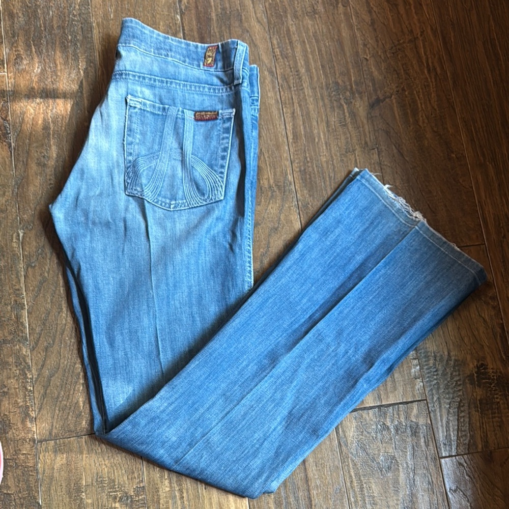 7 For All Mankind Blue Flare & Wide Leg Jeans